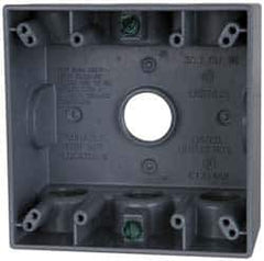 Cooper Crouse-Hinds - 2 Gang, (7) 3/4" Knockouts, Aluminum Rectangle Outlet Box - 4-9/16" Overall Height x 4-5/8" Overall Width x 2-1/16" Overall Depth, Weather Resistant - Best Tool & Supply