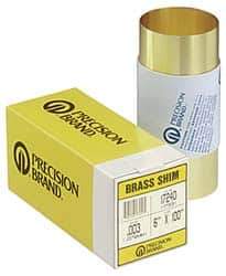 Precision Brand - 100 Inch Long x 6 Inch Wide x 0.005 Inch Thick, Roll Shim Stock - Brass - Best Tool & Supply