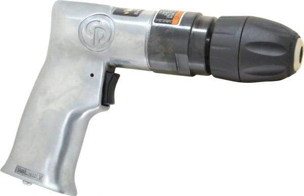 Chicago Pneumatic - 3/8" Keyless Chuck - Pistol Grip Handle, 2,400 RPM, 1.42 LPS, 3 CFM, 0.5 hp, 90 psi - Best Tool & Supply