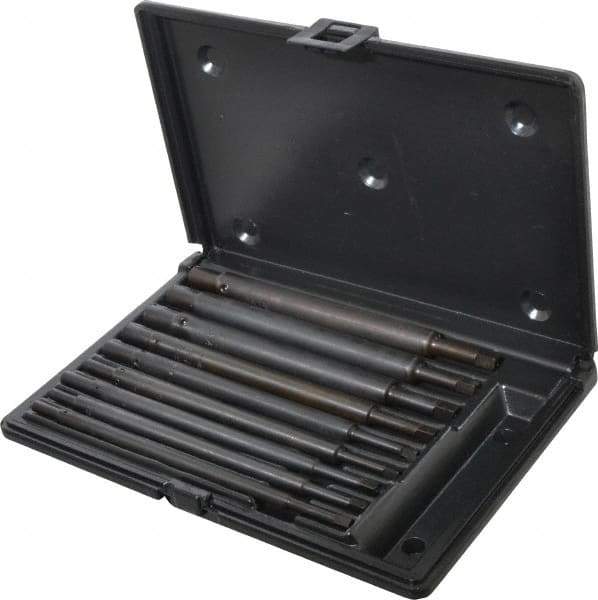 Walton - #0 to 1/2" Tap Extension Set - Alloy Steel, 8" Overall Length, 5/8" Max Outside Diam, 0.219, 0.318, 0.323, 0.367, 0.381, (4) 0.255" Extension Shank Diam, 9 Piece Set - Best Tool & Supply