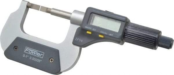 Fowler - 0" to 1" Mechanical Blade Micrometer - 0.0002" Accuracy, 0.001mm Graduation, 0.03" Blade Thickness, Friction Thimble, Digital Counter - Best Tool & Supply