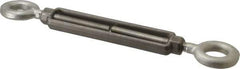 Made in USA - 2,200 Lb Load Limit, 1/2" Thread Diam, 6" Take Up, Stainless Steel Eye & Eye Turnbuckle - 7-1/2" Body Length, 3/4" Neck Length, 13" Closed Length - Best Tool & Supply