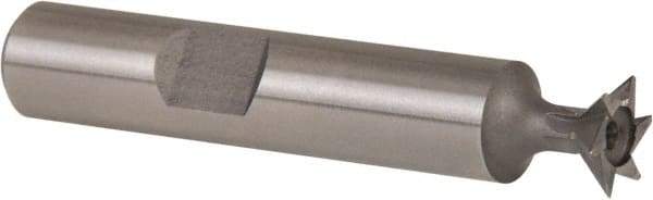 Whitney Tool Co. - 3/8" Diam x 1/8" Width of Cut, 45° Included Angle, High Speed Steel Dovetail Cutter - 3/8" Shank Diam, 1-15/16" Shank Length, 2-1/8" Overall Length, Weldon Flat, Uncoated - Best Tool & Supply