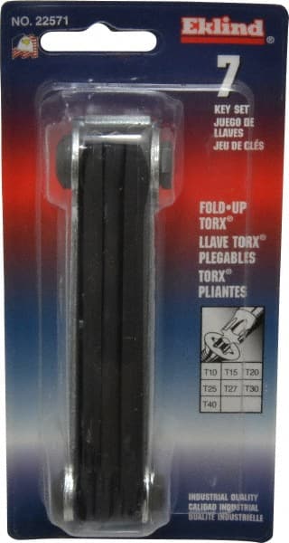 Eklind - 7 Piece T10 to T40 Fold-Up Torx Key Set - Exact Industrial Supply