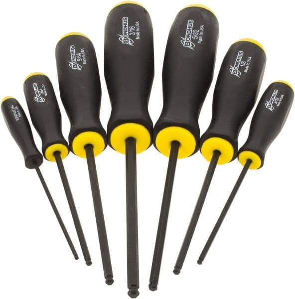 Bondhus - 7 Piece, 5/64 to 3/16" Ball End Hex Driver Set - Comes in Vinyl Pouch - Best Tool & Supply