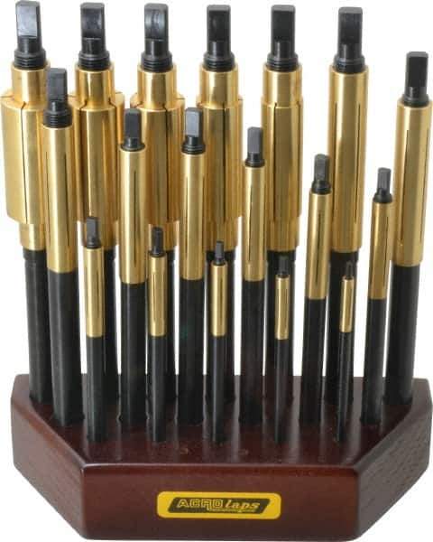 Made in USA - 18 Piece Barrel Lap Set - 3/16 to 1" Hole Diam - Best Tool & Supply