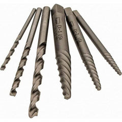 Irwin - 6 Piece Spiral Flute Screw Extractor Set - Screw Range 3/16 to 7/16" - Best Tool & Supply