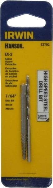 Irwin - 2 Piece Spiral Flute Screw Extractor & Drill Set - Screw Range 5/32 to 7/32" - Best Tool & Supply