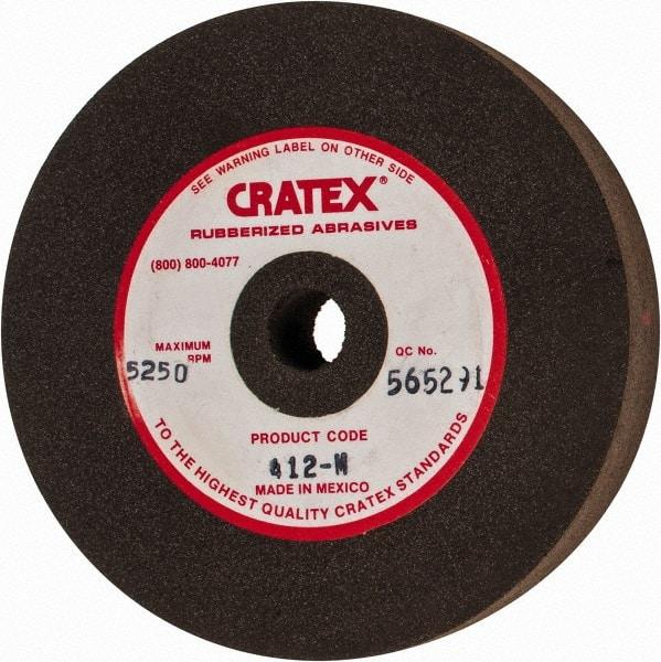 Cratex - 4" Diam x 1/2" Hole x 3/4" Thick, Surface Grinding Wheel - Silicon Carbide, Medium Grade, 5,250 Max RPM, Rubber Bond, No Recess - Best Tool & Supply