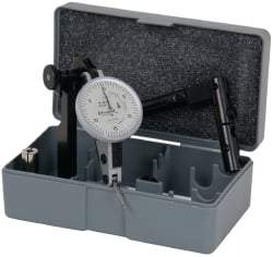 TESA Brown & Sharpe - 6 Piece, 0.05" to 0.06" Measuring Range, 1-1/2" Dial Diam, 0-15-0 Dial Reading, White Dial Test Indicator Kit - 0.0001" Accuracy, 0.65" Contact Point Length, 0.08" Ball Diam, 0.005" Dial Graduation - Best Tool & Supply