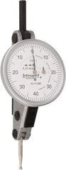 INTERAPID - 1.6 mm Range, 0.01 mm Dial Graduation, Horizontal Dial Test Indicator - 1-1/2 Inch White Dial, 0-40-0 Dial Reading - Best Tool & Supply