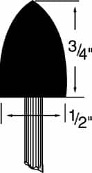 Grier Abrasives - 1/2 x 3/4" Head Diam x Thickness, B42, Pointed, Aluminum Oxide Mounted Point - Best Tool & Supply