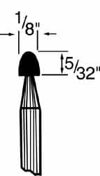 Grier Abrasives - 1/8 x 5/32" Head Diam x Thickness, B47, Tree, Aluminum Oxide Mounted Point - Best Tool & Supply