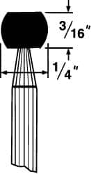 Grier Abrasives - 1/4 x 3/16" Head Diam x Thickness, B63, Wheel Radius Edge, Aluminum Oxide Mounted Point - Best Tool & Supply