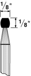 Grier Abrasives - 1/8 x 1/8" Head Diam x Thickness, B65, Wheel Radius Edge, Aluminum Oxide Mounted Point - Best Tool & Supply