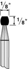Grier Abrasives - 1/8 x 1/8" Head Diam x Thickness, B65, Wheel Radius Edge, Aluminum Oxide Mounted Point - Best Tool & Supply