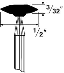 Grier Abrasives - 1/2 x 1/8" Head Diam x Thickness, B72, Wheel Tapered Edge, Aluminum Oxide Mounted Point - Best Tool & Supply