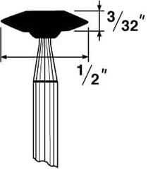 Grier Abrasives - 1/2 x 1/8" Head Diam x Thickness, B72, Wheel Tapered Edge, Aluminum Oxide Mounted Point - Best Tool & Supply