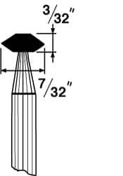 Grier Abrasives - 7/32 x 3/32" Head Diam x Thickness, B74, Wheel Tapered Edge, Aluminum Oxide Mounted Point - Best Tool & Supply