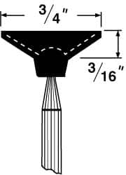 Grier Abrasives - 3/4 x 3/16" Head Diam x Thickness, B81, Inverted Cone Cupped End, Aluminum Oxide Mounted Point - Best Tool & Supply