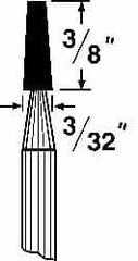 Grier Abrasives - 1/8 x 3/8" Head Diam x Thickness, B97, Flat Cone, Aluminum Oxide Mounted Point - Best Tool & Supply