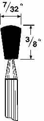 Grier Abrasives - 7/32 x 3/8" Head Diam x Thickness, B114, Inverted Cone Radius End, Aluminum Oxide Mounted Point - Best Tool & Supply