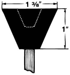 Grier Abrasives - 1-3/8 x 1" Head Diam x Thickness, A31, Inverted Cone Cupped End, Aluminum Oxide Mounted Point - Best Tool & Supply