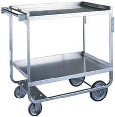 Standard Utility Cart: Stainless Steel Stainless Steel, 2 Rigid Casters/2 Swivel Casters, 2 Shelves