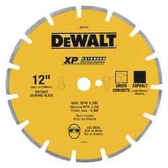 DeWALT - 12" Diam, 1" Arbor Hole Diam, Wet & Dry Cut Saw Blade - Diamond-Tipped, Standard Round Arbor - Best Tool & Supply