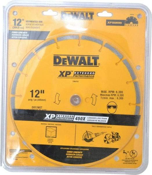 DeWALT - 12" Diam, 1" Arbor Hole Diam, Wet & Dry Cut Saw Blade - Diamond-Tipped, Standard Round Arbor - Best Tool & Supply