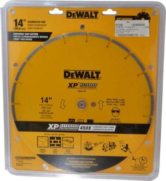 DeWALT - 14" Diam, 1" Arbor Hole Diam, Wet & Dry Cut Saw Blade - Diamond-Tipped, General Purpose Action, Standard Round Arbor - Best Tool & Supply