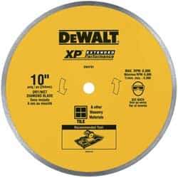 DeWALT - 10" Diam, 5/8" Arbor Hole Diam, Wet & Dry Cut Saw Blade - Diamond-Tipped, Standard Round Arbor - Best Tool & Supply