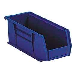 Akro-Mils - 20 Lb. Load Capacity, 10-7/8" Deep, Blue Polymer Hopper Stacking Bin - 4" High x 4-1/8" Wide x 10-7/8" Long - Best Tool & Supply