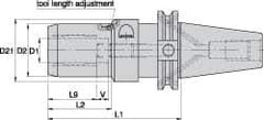 Kennametal - CAT50 Taper Shank, 25mm Hole Diam, Hydraulic Tool Holder/Chuck - 49.9mm Nose Diam, 117mm Projection, 51mm Clamp Depth, 15,000 RPM, Through Coolant - Exact Industrial Supply