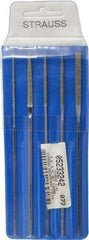 Strauss - 5 Piece Diamond Pattern File Set - 5-1/2" Long, Coarse Coarseness, Square Handle, Set Includes Equalling, Half Round, Round, Square - Best Tool & Supply