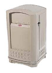 Rubbermaid - 50 Gal Beige Rectangle Trash Can - Polyethylene, 42-1/8" High x 24-3/4" Long x 25-1/4" Wide - Best Tool & Supply