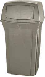 Rubbermaid - 35 Gal Beige Square Trash Can - Polyethylene, 41" High x 21-1/2" Long x 21-1/2" Wide - Best Tool & Supply