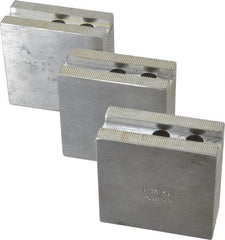 H & R Manufacturing - 8" Chuck Capacity, 1.5mm x 60° Serrated Attachment, Square Soft Lathe Chuck Jaw - 3 Jaws, Aluminum, 1" Btw Mount Hole Ctrs, 3-1/2" Long x 1-1/2" Wide x 3-1/2" High, 0.551" Groove, 12mm Fastener - Best Tool & Supply