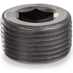 Black Pipe Fittings; Fitting Type: Hex Socket Plug; Fitting Size: 3/8″; Material: Malleable Iron; Finish: Black; Thread Standard: NPT; Connection Type: Threaded; Hex Head Size: .44; Lead Free: No