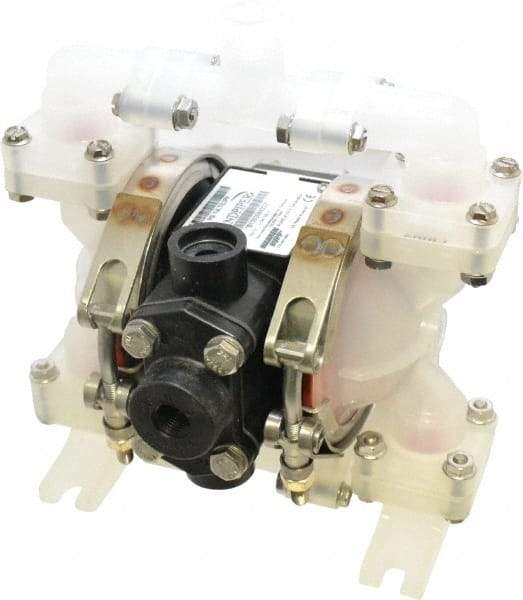 SandPIPER - 1/4" NPT, Nonmetallic, Air Operated Diaphragm Pump - Santoprene Diaphragm, Polypropylene Housing - Best Tool & Supply