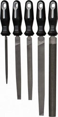 Nicholson - 5 Piece American Pattern File Set - 6", 8", 10" Long, Bastard Coarseness, Set Includes Flat, Half Round, Mill, Slim Taper - Best Tool & Supply