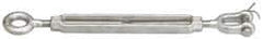 Made in USA - 1,200 Lb Load Limit, 3/8" Thread Diam, 6" Take Up, Stainless Steel Jaw & Eye Turnbuckle - 7-1/8" Body Length, 9/16" Neck Length, 12" Closed Length - Best Tool & Supply