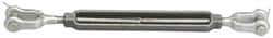 Made in USA - 1,200 Lb Load Limit, 3/8" Thread Diam, 6" Take Up, Stainless Steel Jaw & Jaw Turnbuckle - 7-1/8" Body Length, 9/16" Neck Length, 12" Closed Length - Best Tool & Supply