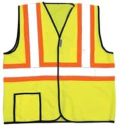 OccuNomix - Size 4XL High Visibility Yellow Solid General Purpose Vest - 56 to 58" Chest, ANSI 107-2015, Hook & Loop Closure, 2 Pockets, Polyester - Best Tool & Supply