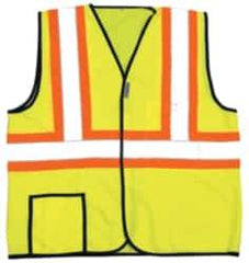 OccuNomix - Size L High Visibility Yellow Solid General Purpose Vest - 40 to 42" Chest, ANSI 107-2015, Hook & Loop Closure, 2 Pockets, Polyester - Best Tool & Supply