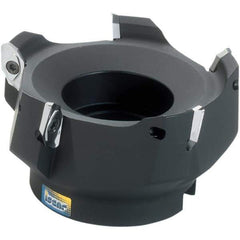 Iscar - 5 Inserts, 5" Cut Diam, 1-1/2" Arbor Diam, 0.622" Max Depth of Cut, Indexable Square-Shoulder Face Mill - 0/90° Lead Angle, 2-1/4" High, HM90 APCR 1605 Insert Compatibility, Through Coolant, Series Helialu - Best Tool & Supply