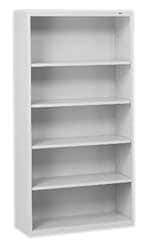 Tennsco - 5 Shelf, 66" High x 34-1/2" Wide Bookcase - 13-1/2" Deep, Steel, Putty - Best Tool & Supply