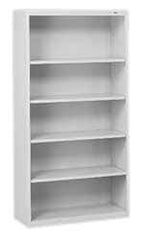 Tennsco - 5 Shelf, 66" High x 34-1/2" Wide Bookcase - 13-1/2" Deep, Steel, Putty - Best Tool & Supply