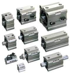 SMC PNEUMATICS - 1-9/16" Stroke x 1-1/2" Bore Double Acting Air Cylinder - 1/8 Port, 3/8-24 Rod Thread, 145 Max psi, 15 to 160°F - Best Tool & Supply