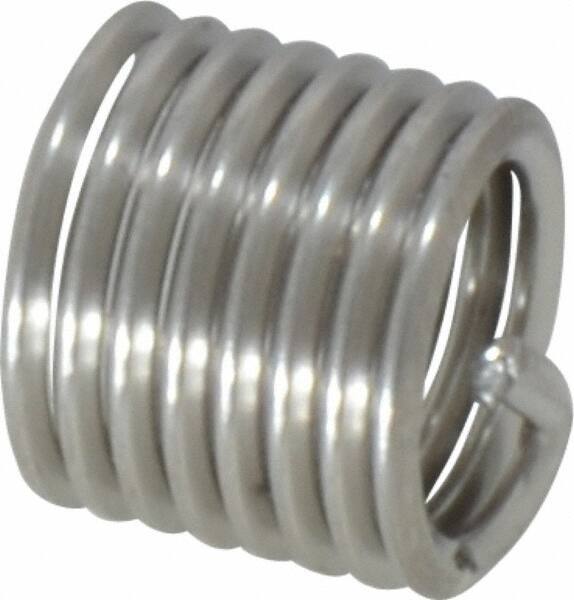 Recoil - M8x1.25 Metric Coarse, 12mm OAL, Free Running Helical Insert - 7-3/8 Free Coils, Tanged, Stainless Steel, Bright Finish, 1-1/2D Insert Length - Best Tool & Supply